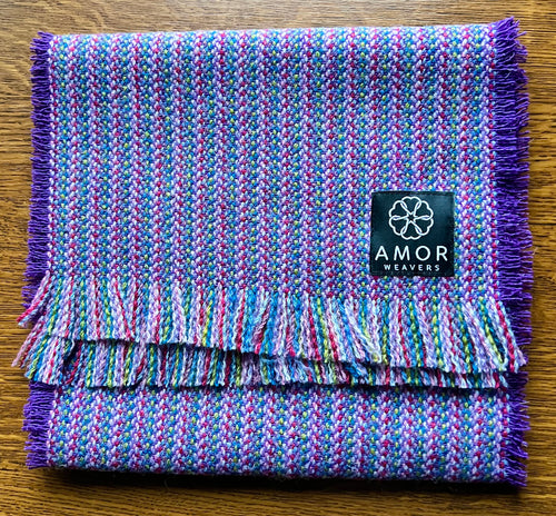 Purple weft colourful super soft AMOR tweed scarf