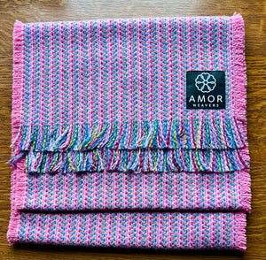 Pink weft colourful super soft AMOR tweed scarf