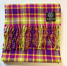 AMOR meadow tweed check supersoft British wool tasseled scarf