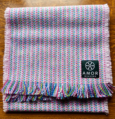 Pale Pink weft colourful super soft AMOR tweed scarf