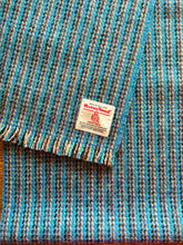Harris tweed striped blue scarf