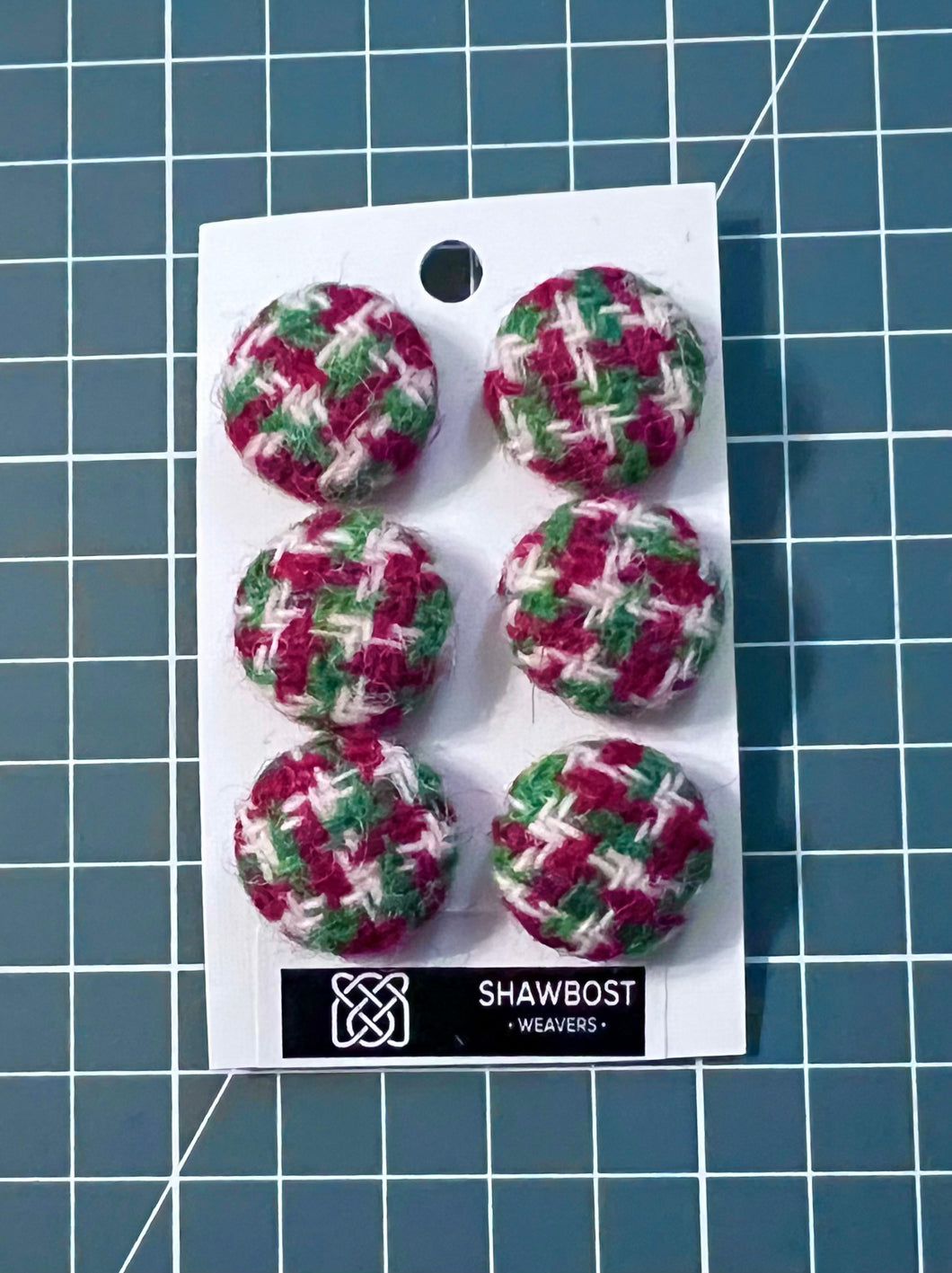 Small Christmas check Harris Tweed buttons