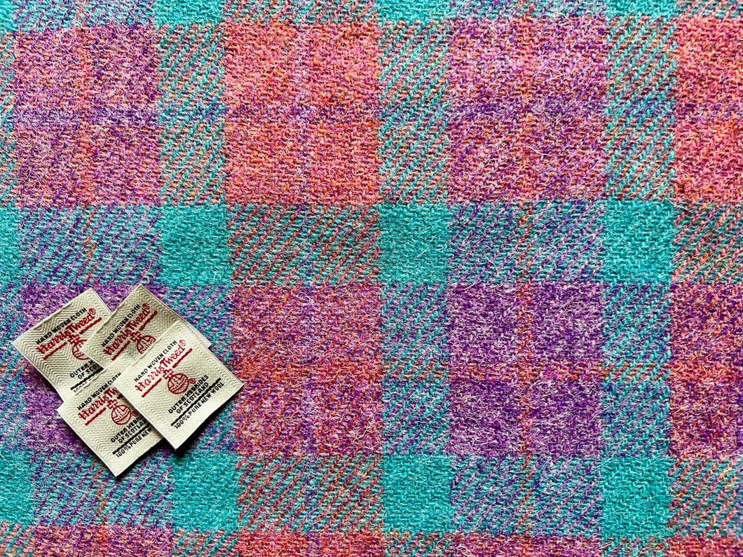 Teal/salmon/Lilac double width  Harris Tweed check
