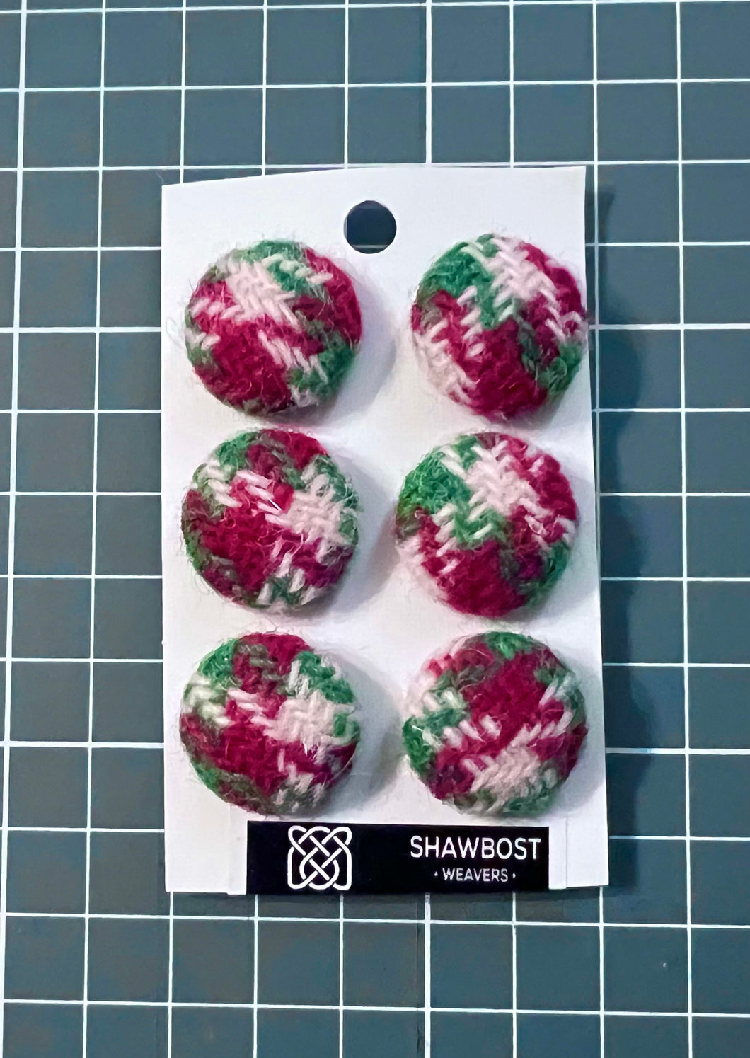 Christmas houndstooth check Harris Tweed buttons