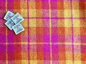 Pink/yellow/orange Harris Tweed double width check