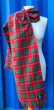 AMOR tweed red/green check supersoft British wool fringed scarf