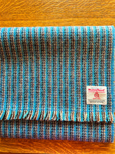 Harris tweed striped blue scarf