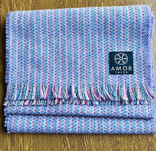 Lilac weft colourful super soft AMOR tweed scarf