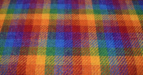 Rainbow check Harris Tweed double width