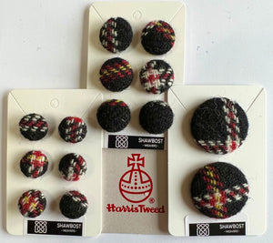 Black check Harris Tweed buttons