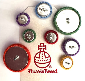 Purple.Green/Blue stripe Harris Tweed buttons