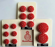 Red/white stripe Harris Tweed buttons