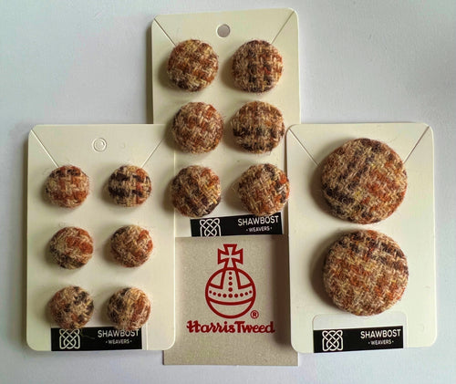 Brown Basket Weave Harris Tweed buttons