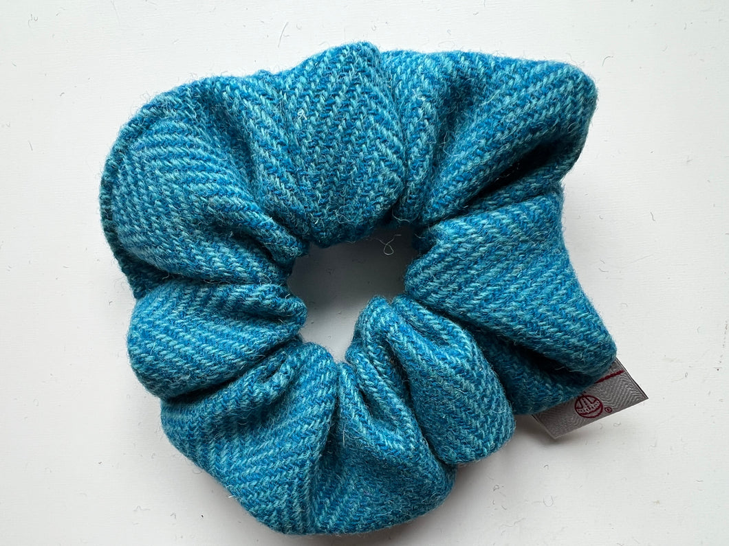 Teal/Turquoise herringbone scrunchie