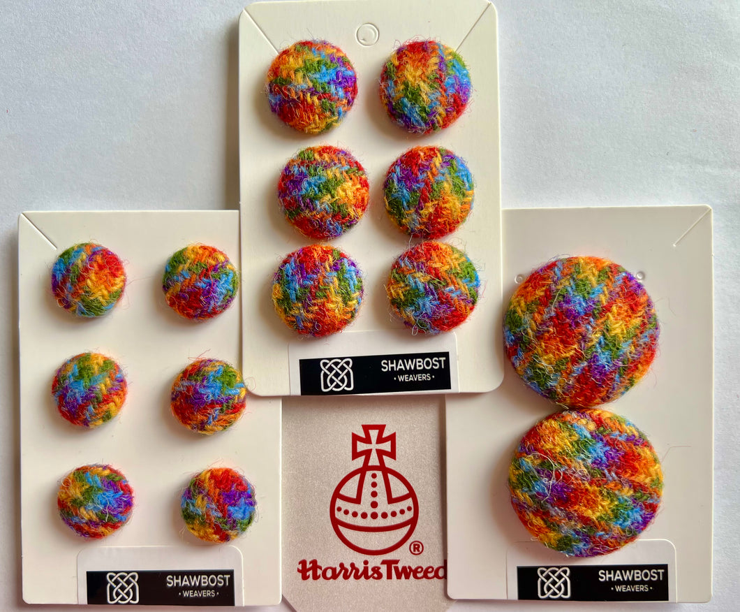 Small rainbow check Harris Tweed buttons