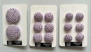 Lilac/white Herringbone Harris Tweed buttons