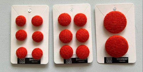 Orange Harris Tweed buttons